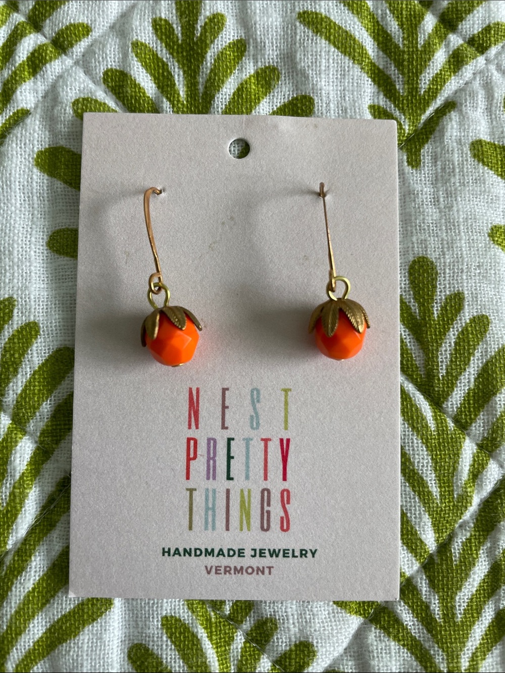 Orange Floral Drop Earrings